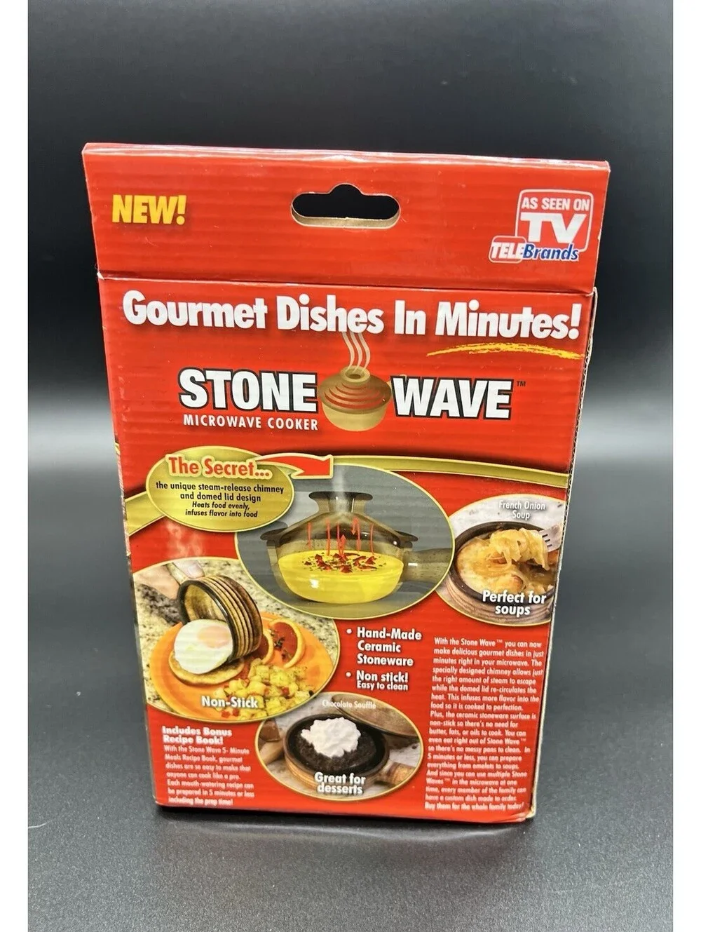 Stone Wave Microwave Cooker Seen On TV Ceramic Pot & Recipe Book NEW